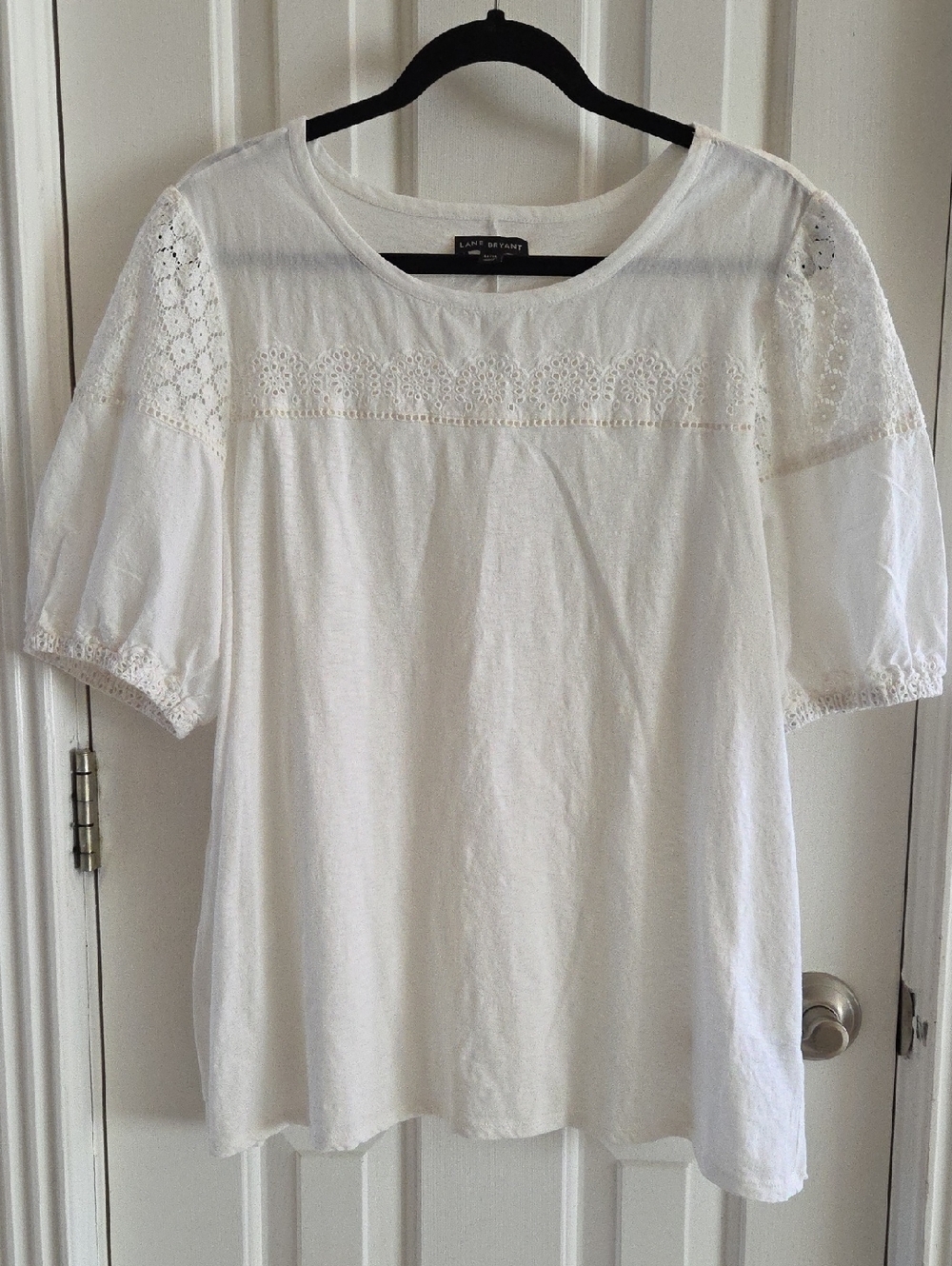 White Lace-Trim Cotton Top